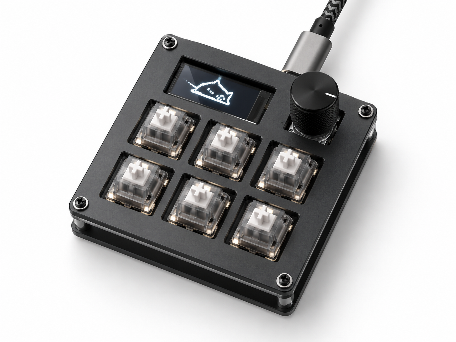 black KAPO macropad with exposed MX switches